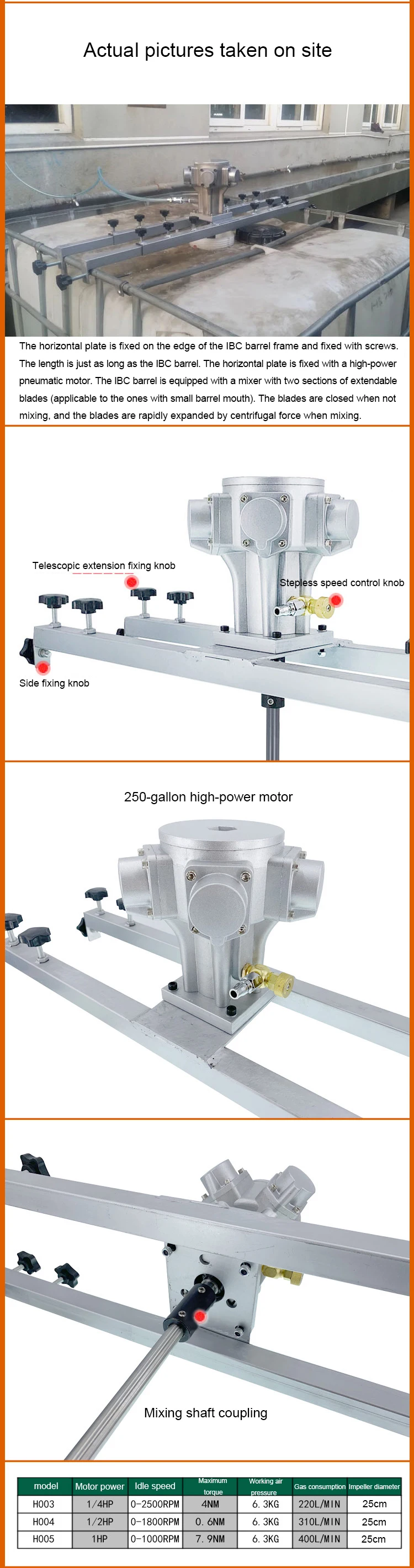 MFYDPP IBC Luft Rührer - Professioneller Tankmixer Für Farbe, Beschichtungen & Tinte