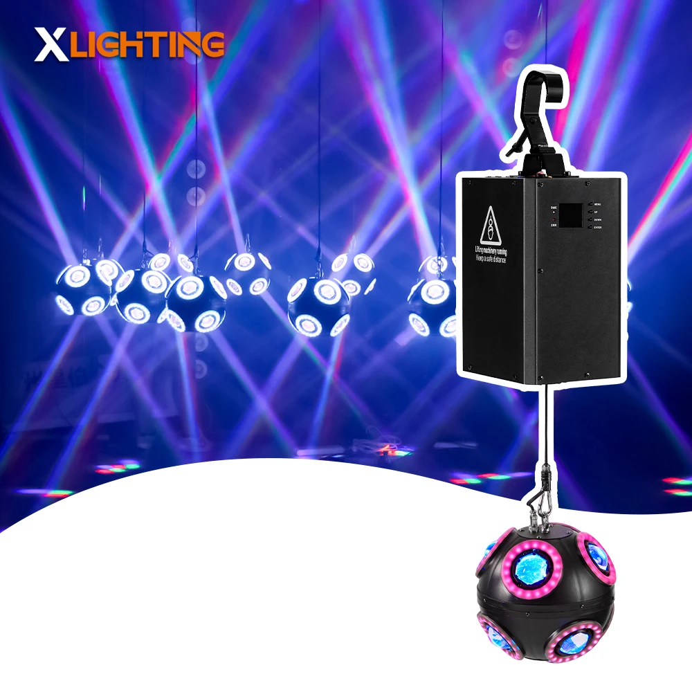 LED RGBW Kinetic LED FootBall Light DMX512 Motorized Lifting Winch LED Kinetic Ball Stage Lighting for Nightclub Concert Shows