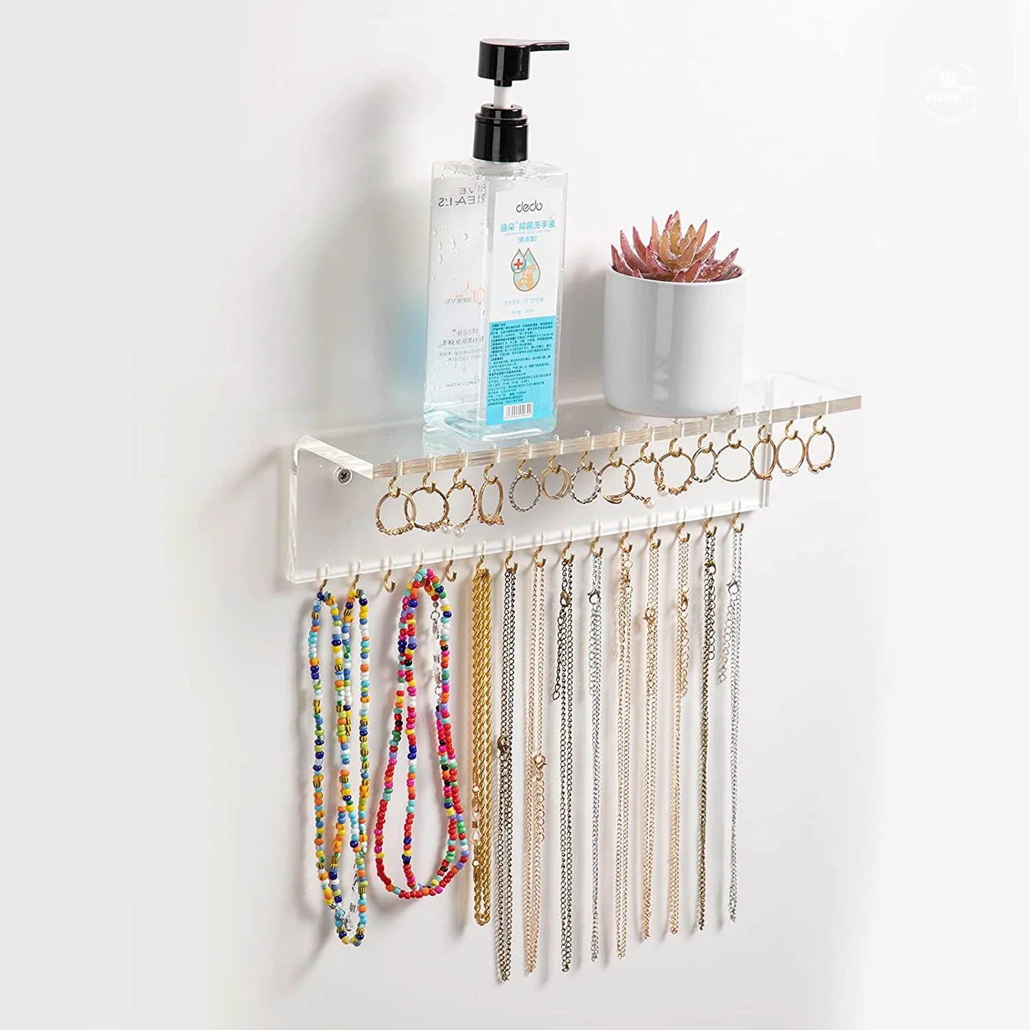 clear acrylic jewelry organizer wall mounted