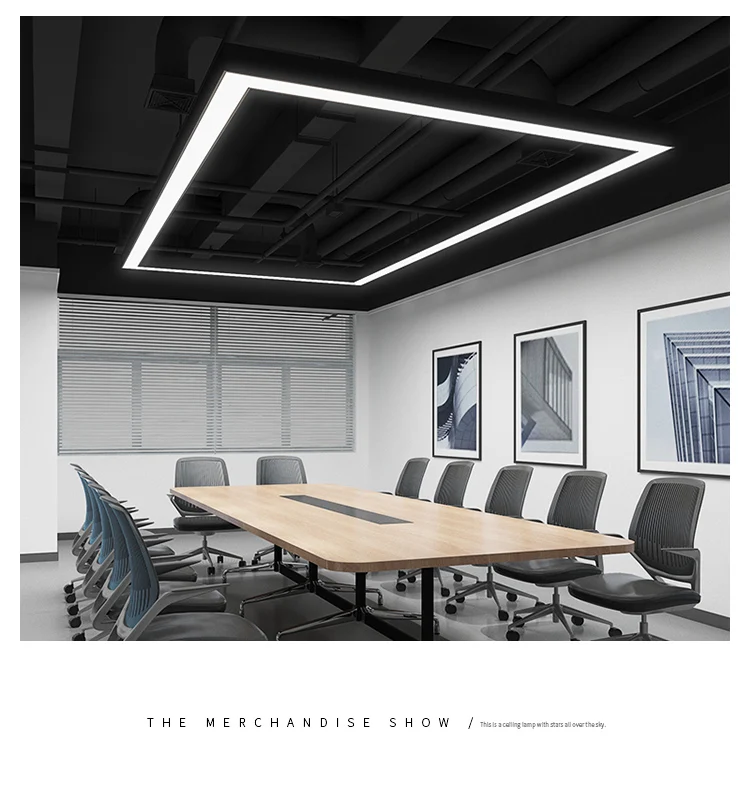 Anpassad modern linjär belysning, dimmerbar svart järnbelysning med hög CRI (90) och IP20-klassning, belysningslösning för biljardrum, gym, restaurang och klubb