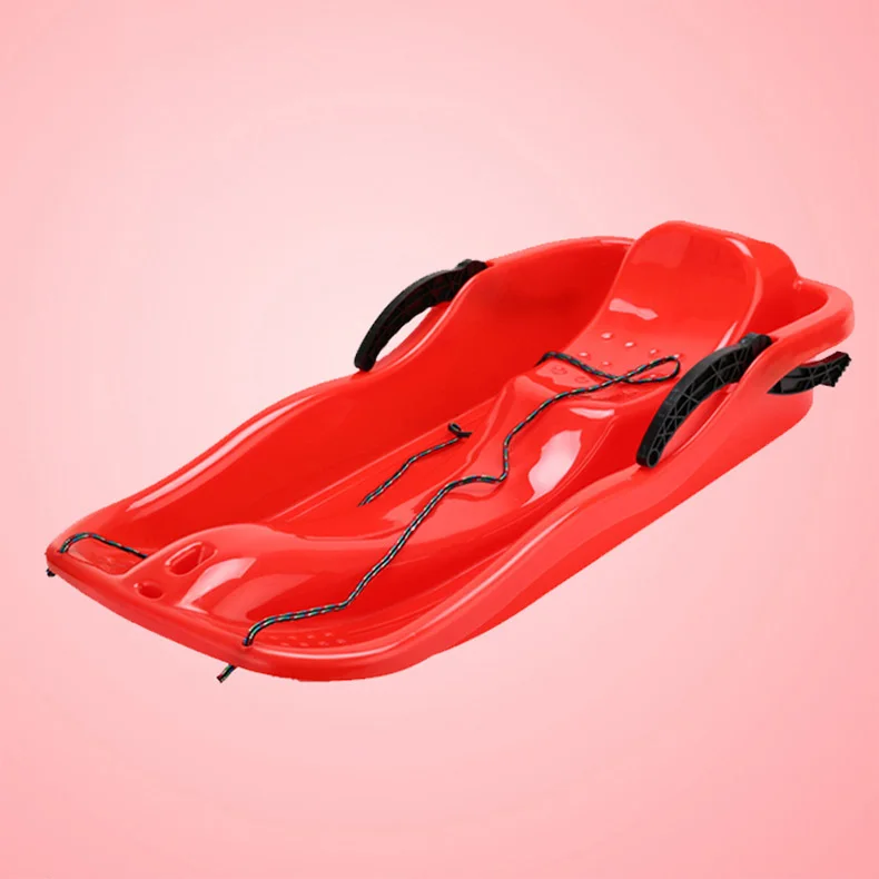Outdoor HDPE Plastic Snow Sledge With Pulling Rope and Stop Brake Design Toboggan Snow Sled