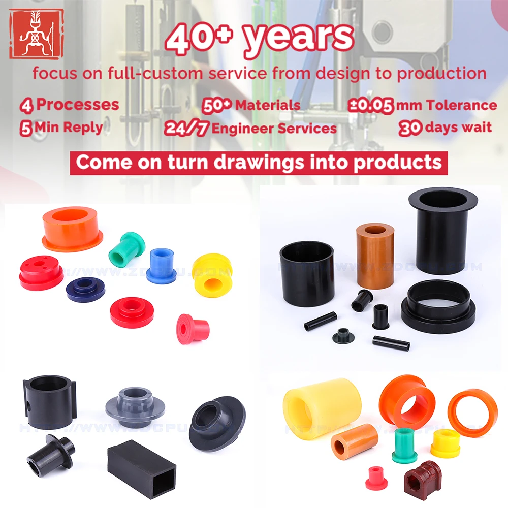 Customized Colorful Wear-resistant Urethane Casting Bush Sleeve Hdpe Pu Bushings Polyurethane Bushing