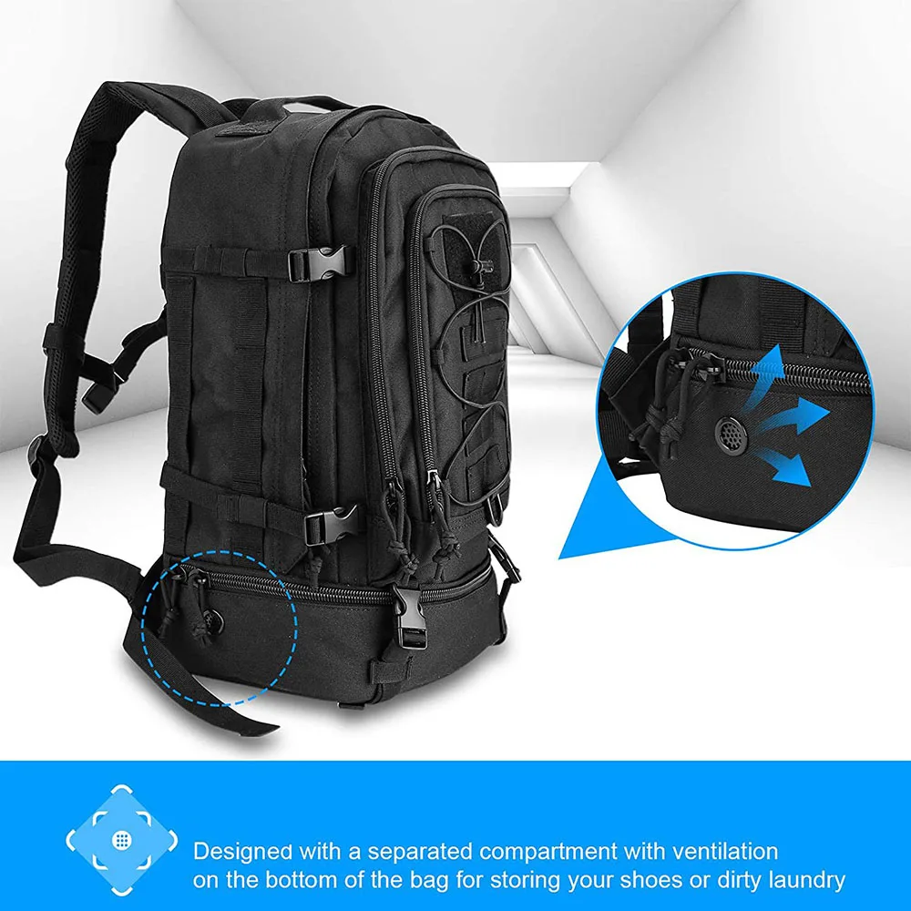 Oleaderbag Practical Large Backpack Removable Assault Backpack Cushioned Shoulder Strap and Belt Bag
