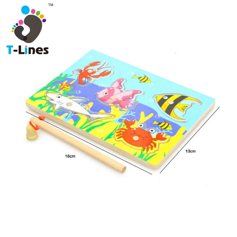 Популярная развивающая детская Магнитная игра-головоломка для рыбалки, забавная деревянная доска для рыбы, игрушки для детей