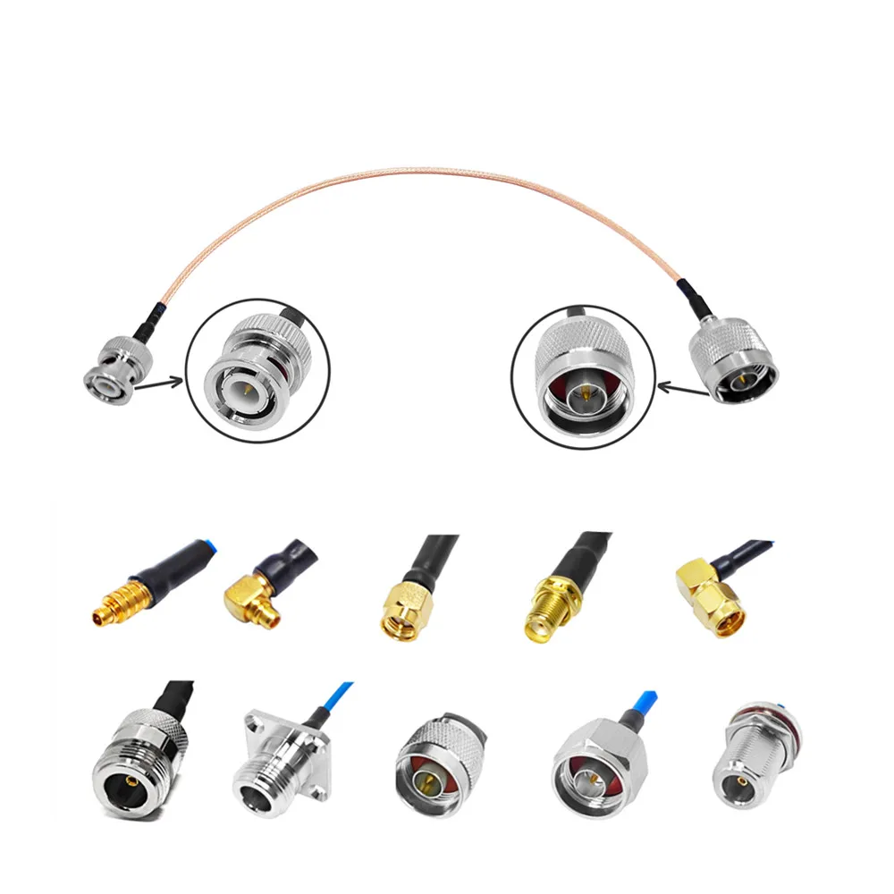 Manufacturer Low Loss 50CM N Male to Sma/MMCX/N/TNC/BNC Male RG316 RG178 Antenna Extension Coaxial Cable