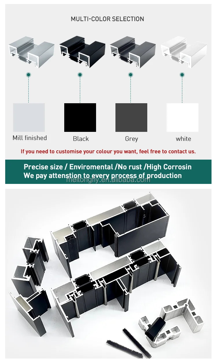 Custom Cutting Aluminum Alloy Extrusion 6060 T5 200 Thermal Break Profiles for Hidden Doors