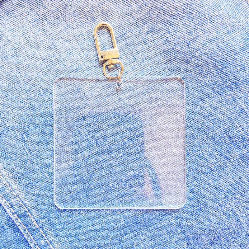 Acrylic Custom White Transparent Printed Square Minimalist Key Chain