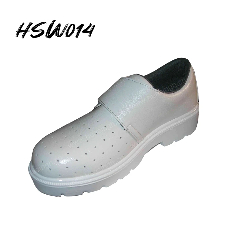 Rwh,magic Sticker Design Steel Toe Insert White Safety Shoes Acid Resistant PU Injection Outsole Anti-static Worker Shoes HSW014