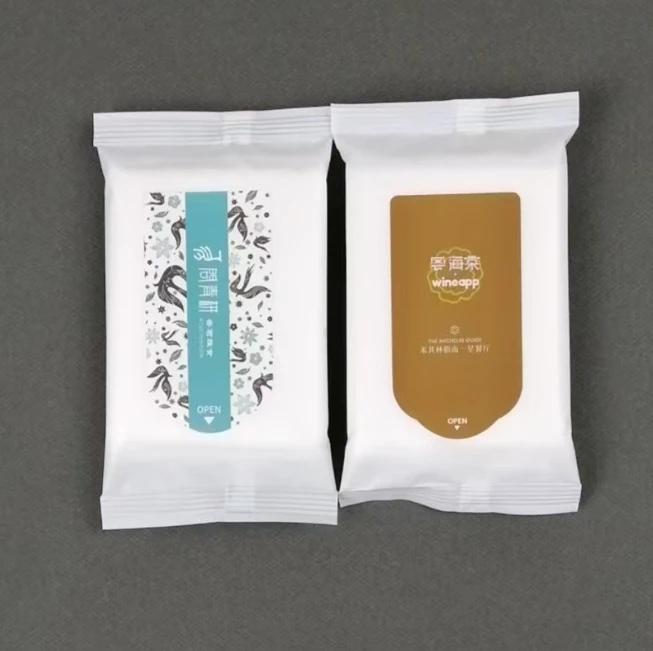Fabrikverkaufsförderung, maßgefertigte kleine Bestellung, 5er-Pack umweltfreundliche Feuchttücher für Hotelgastronomie, Werbung, Ausstellungen, Hochzeiten