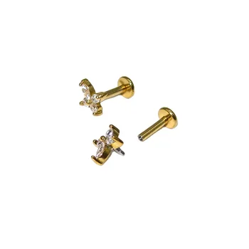 CZ CNC Butterfly 316L Surgical Steel Internally Threaded Labrets, Monroe, and Cartilage Studs Pack