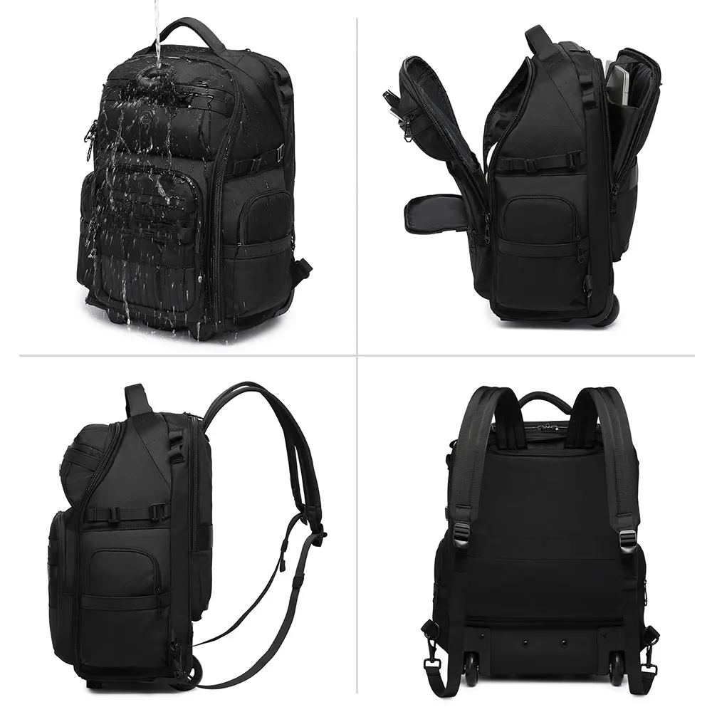 Ozuko 9820 2-Wheel Rolling Backpack - Stylish Trolley Carry-On for