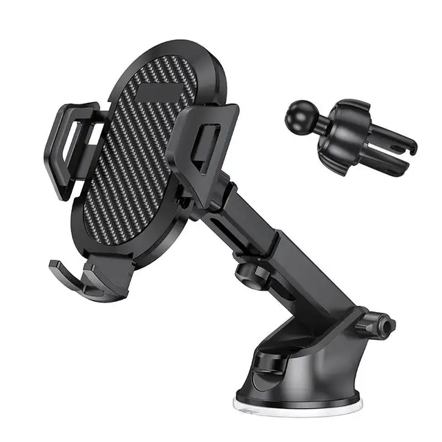 Sturdy One Hand Locking Car Phone Mount for Windshield Air Vent Secure GPS Phone Holder