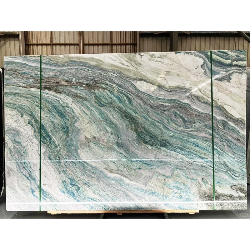 Naturalne płytki marmurowe w kolorze oceanicznie niebieskim – luksusowy kamień marmurowy do ścian hoteli, willi i mieszkań oraz do zewnętrznych i wewnętrznych posadzek marmurowych