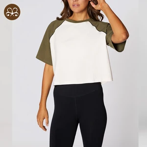 2023 Custom Print Women Sports Bamboo T Shirts  Cotton Spandex Yoga Tops Casual Fitness Sportswear