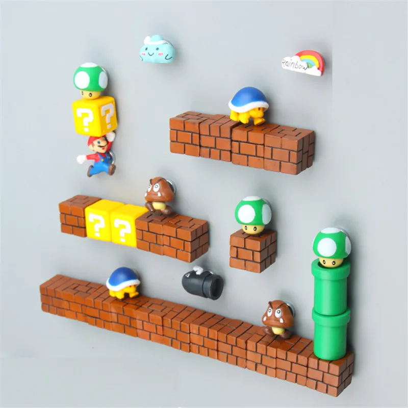 Game Super Mario Magnets 3D PVC Fridge Note Posted Collection Home