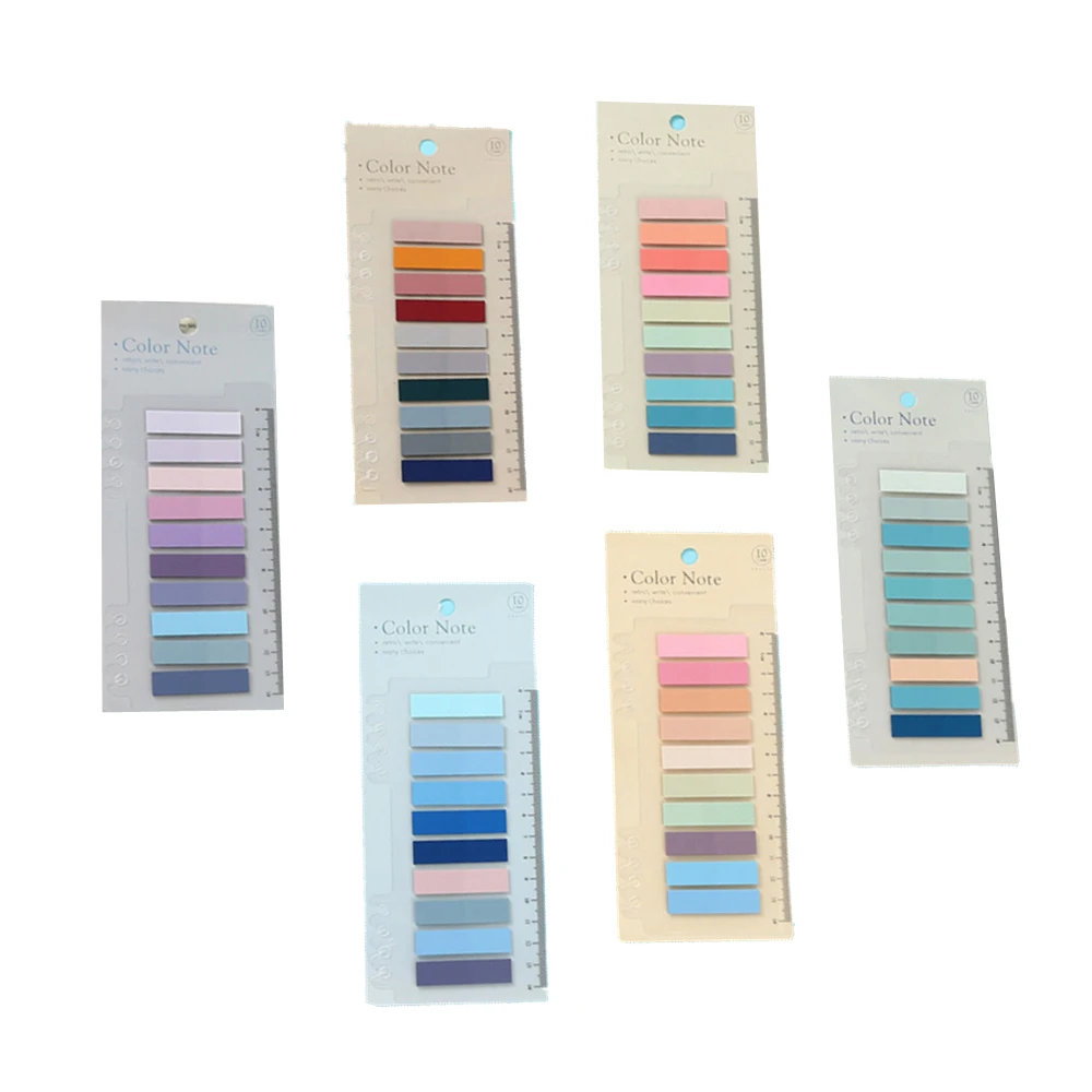 Morandi Color PET Index Paste With PP Ruler Notes Writable Students Can Tear the Notepad Custom Book Label Transparent Tabs