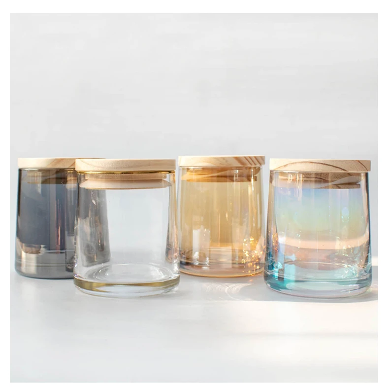 Luxury Empty Unique Holographic Rainbow Glass Candle Jars