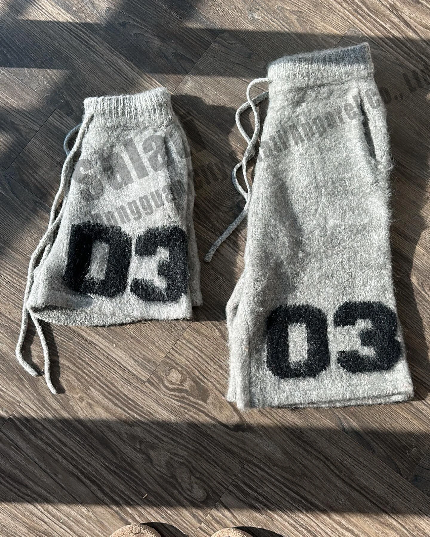 Custom Unisex Mohair Wool Shorts Pants Print Oversized Below Knee Drawstring Streetwear Fluffy Fuzzy Kinit Mohair Shorts for Men gallery 9