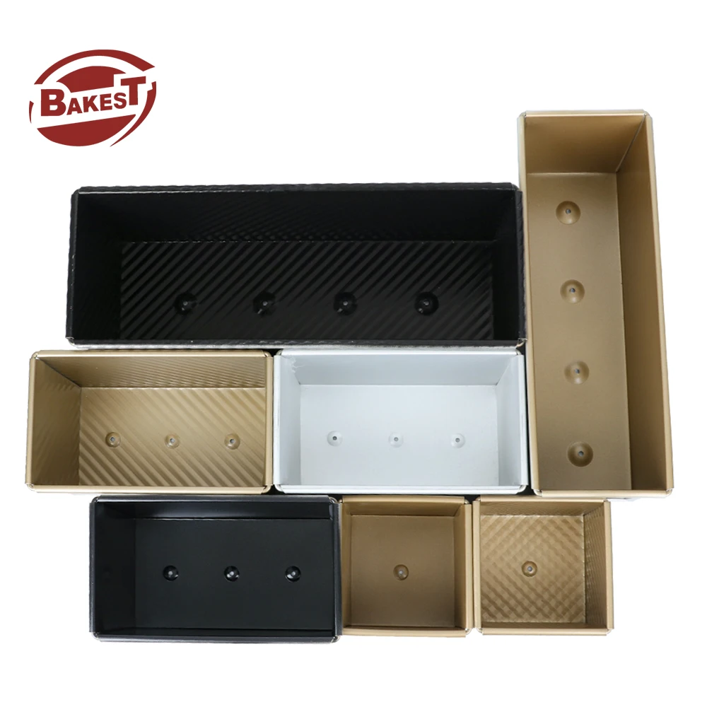 Non Stick Rectangular Aluminum Plate Loaf Bread Cake Pan Tin With Cover Toast Molds