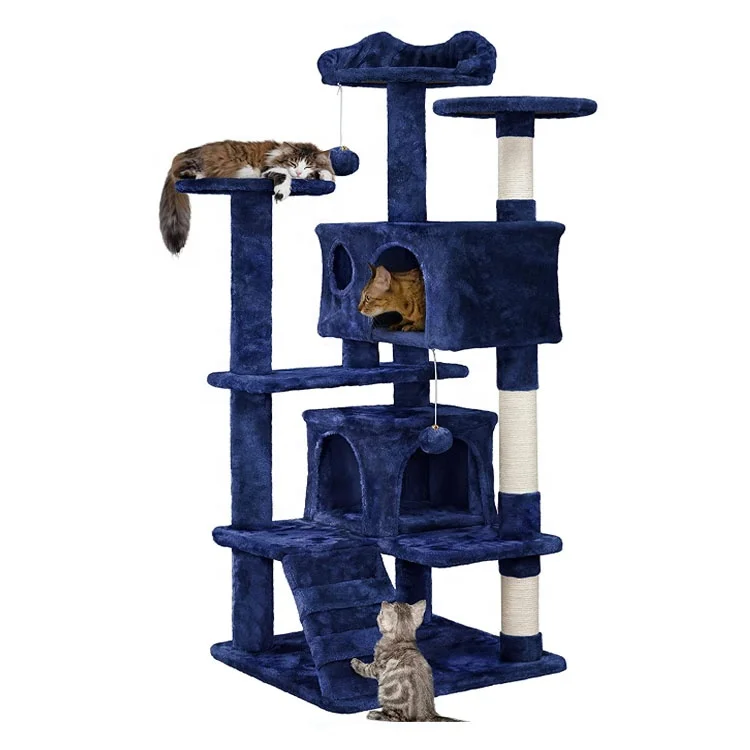 U-PETS Cat Tree Tower with Platform, Condos and Sisal Scratching Posts, Cat Tree Play House