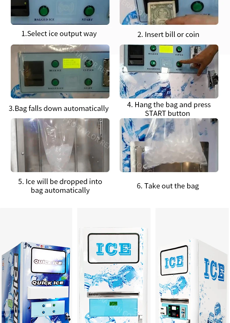 Commercial Bagged Ice Vending Machine Automatic Pure Ice Cube Bagging