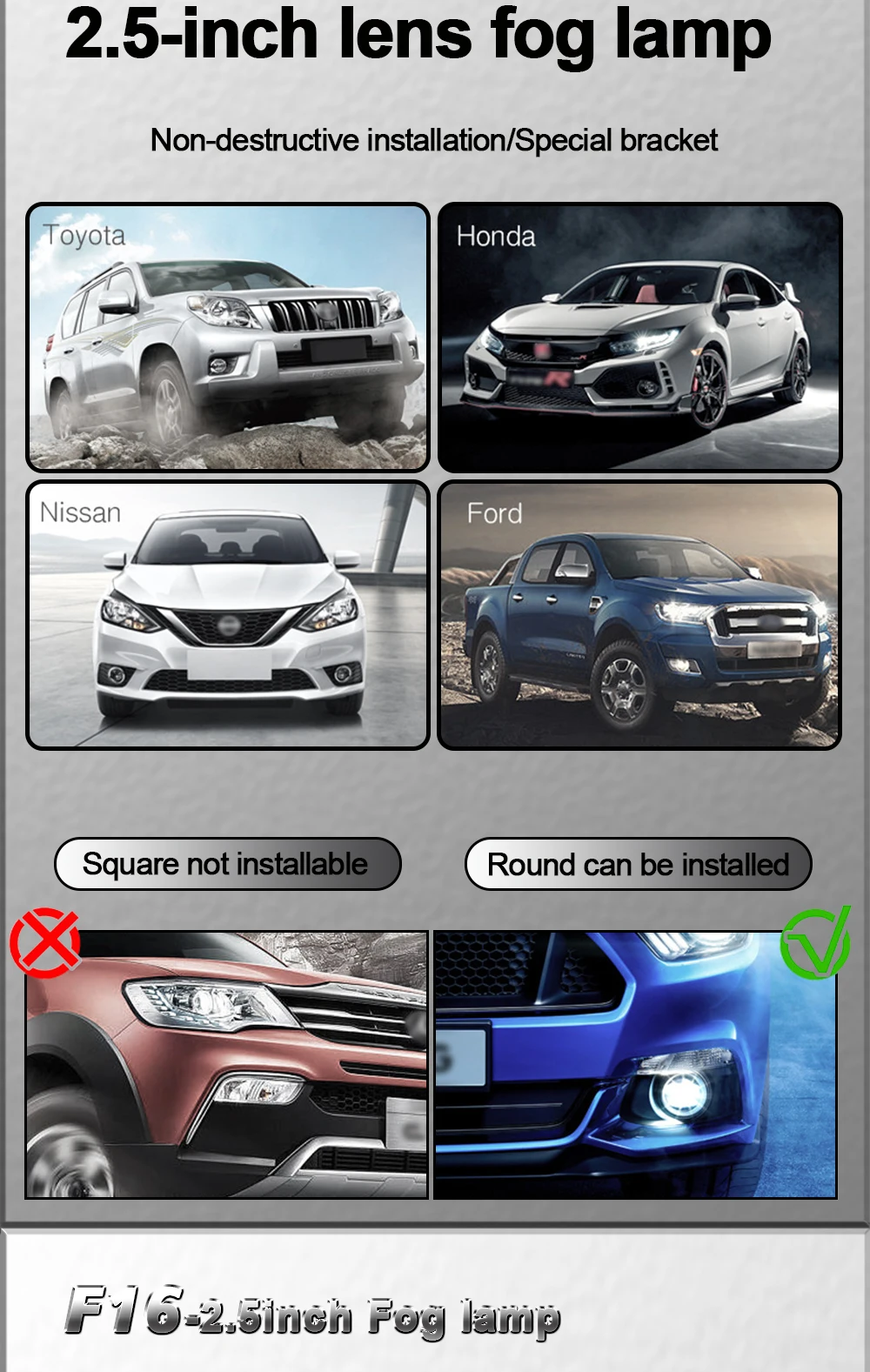 2.5 Inch Lens Led Fog Lamp 45W Led Headlight for Car H4 H7 H11 9005 9006 Led Headlight Bulb Led Projector Lamp 12V Universal