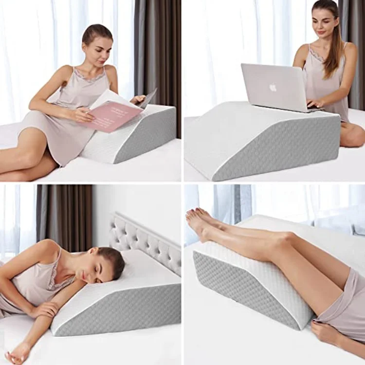 Triangle Acid Reflux Knee Legs Relax Back Pain Relief Soft Memory Foam Bed Wedge Pillow for Sleeping