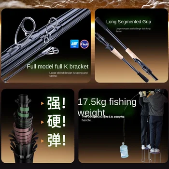 Fishing Fans Gold Version Australian Carre Strong Road Rod XXH Super Hard Heavy Thunder Giant Black Carbon 2-Piece Fishing Rod – Hard Lure – view 4