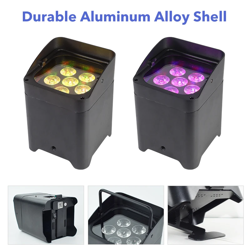 MOWL Wireless Control DMX 6x18W RGBWA UV 6in1 Battery Powered Uplight LED Par Light for Wedding DJ Party