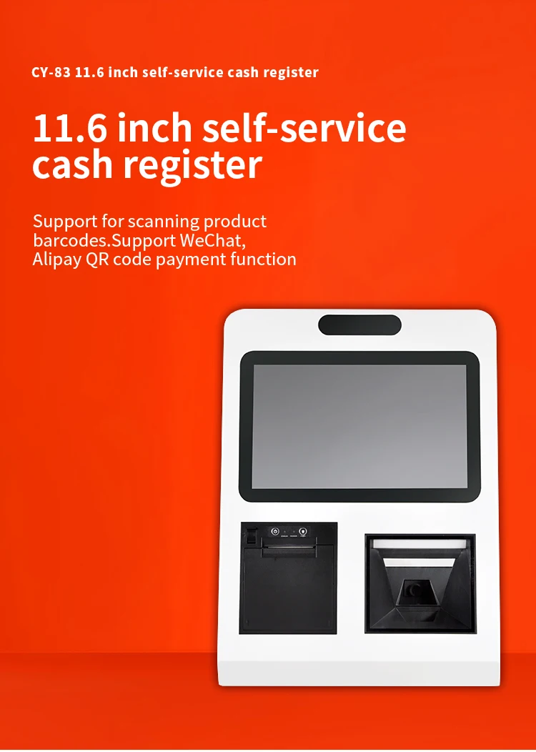 Self service cash register kiosk CY-83 Window Android optional self-service kiosk with printer scanner wifi