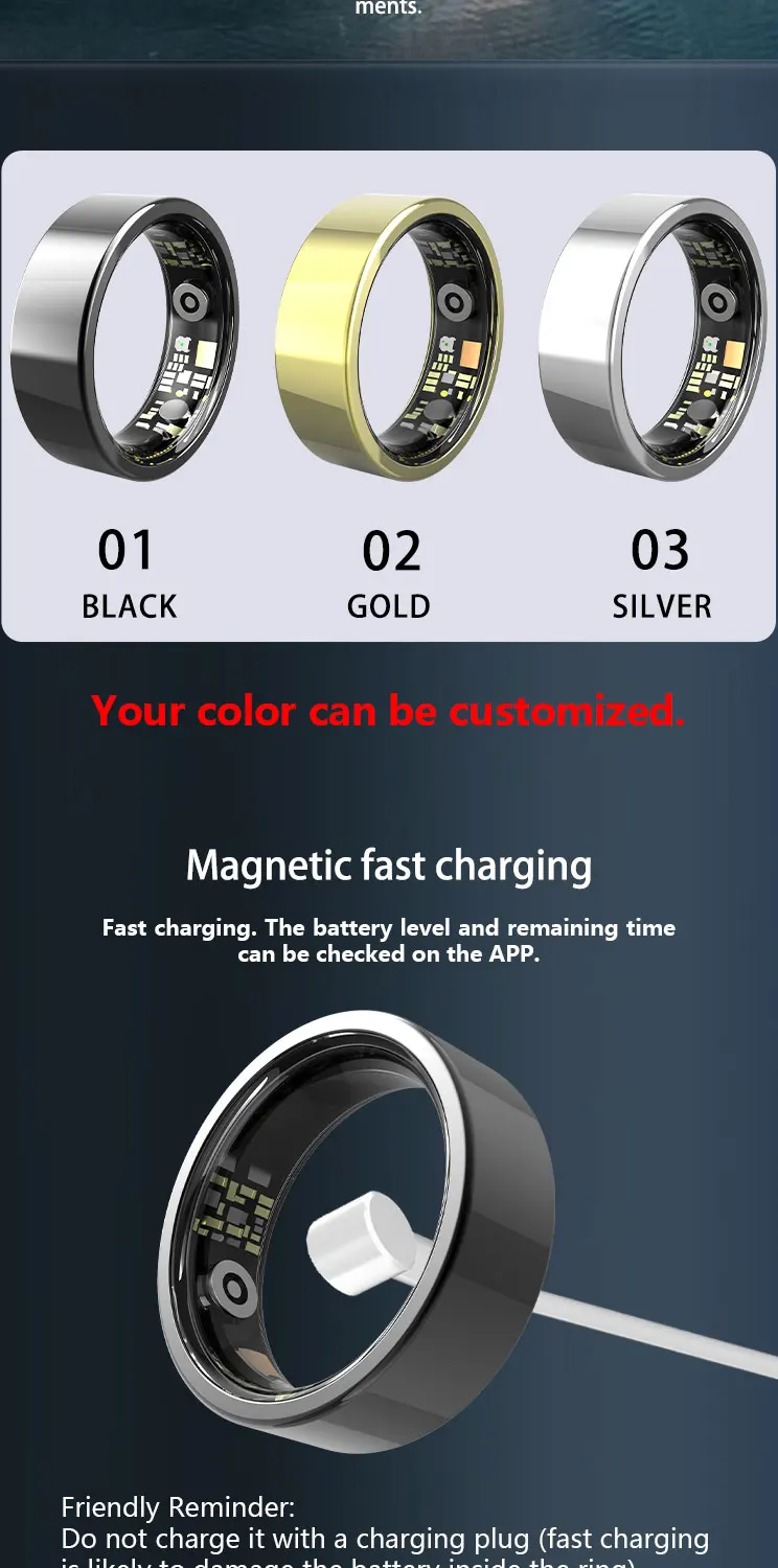 Chinese factory supplier supply  2025 R16g Health Intelligent Wearable Smart Ring 50m Waterproof Blood Pressure Stress Detection Sleep Tracking Smart Ring Oem - Buy Titanium Steel Smart Rings health Smart Ring sleep Tracking Smart Ring