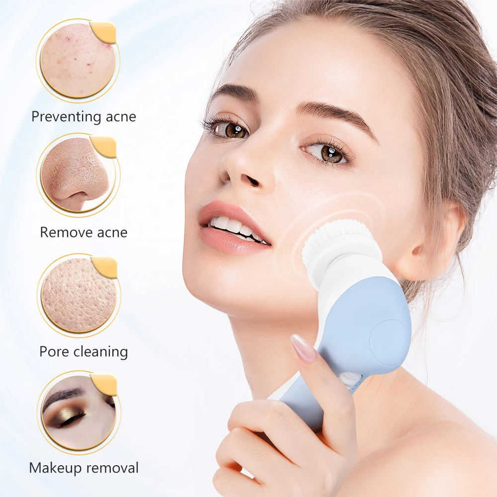 Face Cleansing Brush 3 in 1 Electric Exfoliating Massage Device Deep Cleaning Rotating Electric Facial Cleansing Brush