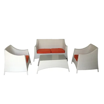 HOMECOME Outdoor Furniture 4 Pieces Modern Garden conversation set Patio Bistro Set Rattan Weaving Sofa Chair Soft Cushions