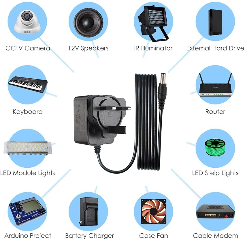 12W Power Plug for Home Appliances CCTV Camera 11