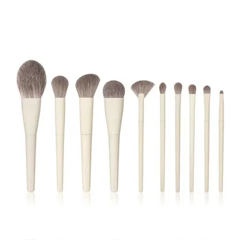 Professional Makeup Brushes Set 10pcs White Wood Handle Cosmetics Make up Tools Powder Contour Foundation Eyeshadow Brush