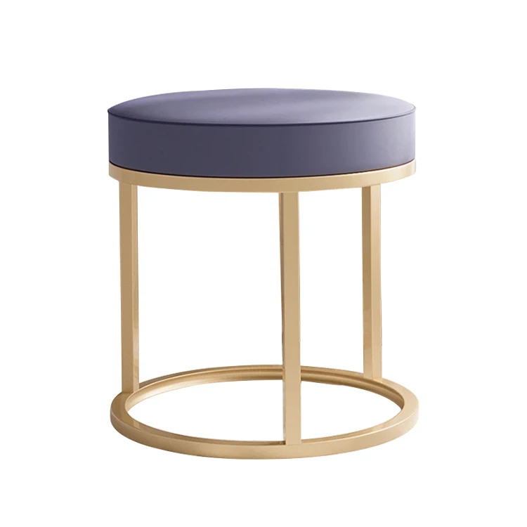 Customized Fabric Cube Metal Foot Stool Ottoman in Living Room with Metal Legs