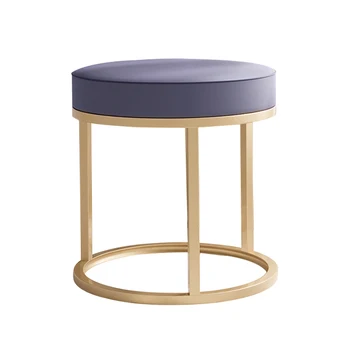 Customized Fabric Cube Metal Foot Stool Ottoman in Living Room with Metal Legs
