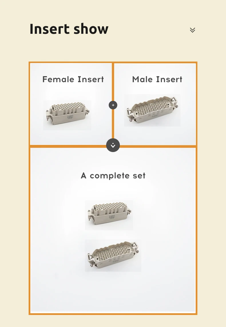 Rectangular Contact male Inserts Heee-064-Mc Heavy Duty Connector 