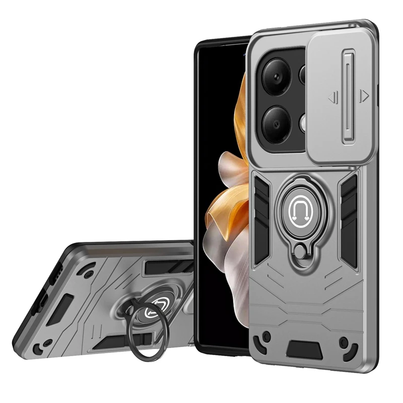 COMAKU Cover Armor Per Xiaomi 13 Pro - Custodia Antiurto TPU+PC Con Anello Porta E Supporto Magnetico - Blu - 2