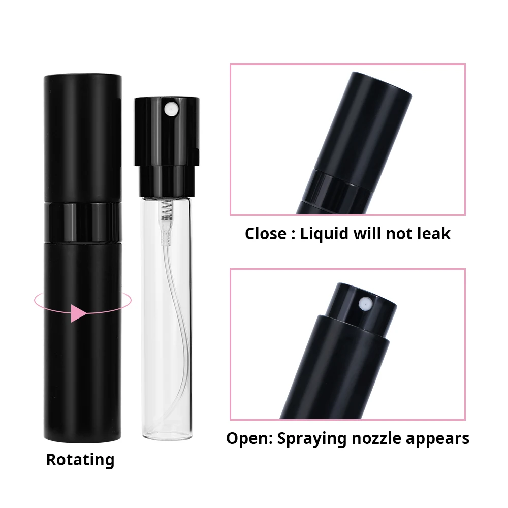 Twist up Perfume Atomizer 8ml 10ml 15ml Aluminum Travel Glass Spray Perfume Refillable Bottles