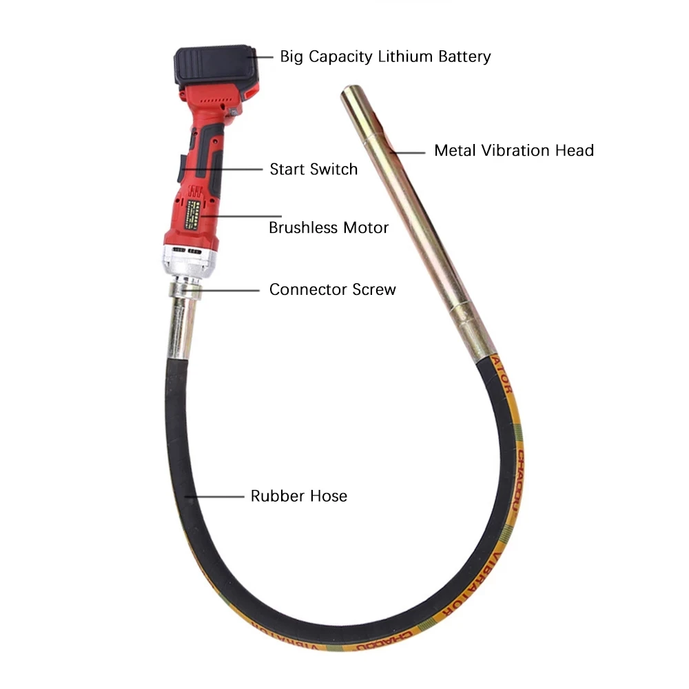 Rechargeable Concrete Vibrator Brushless Lithium Battery Portable Small