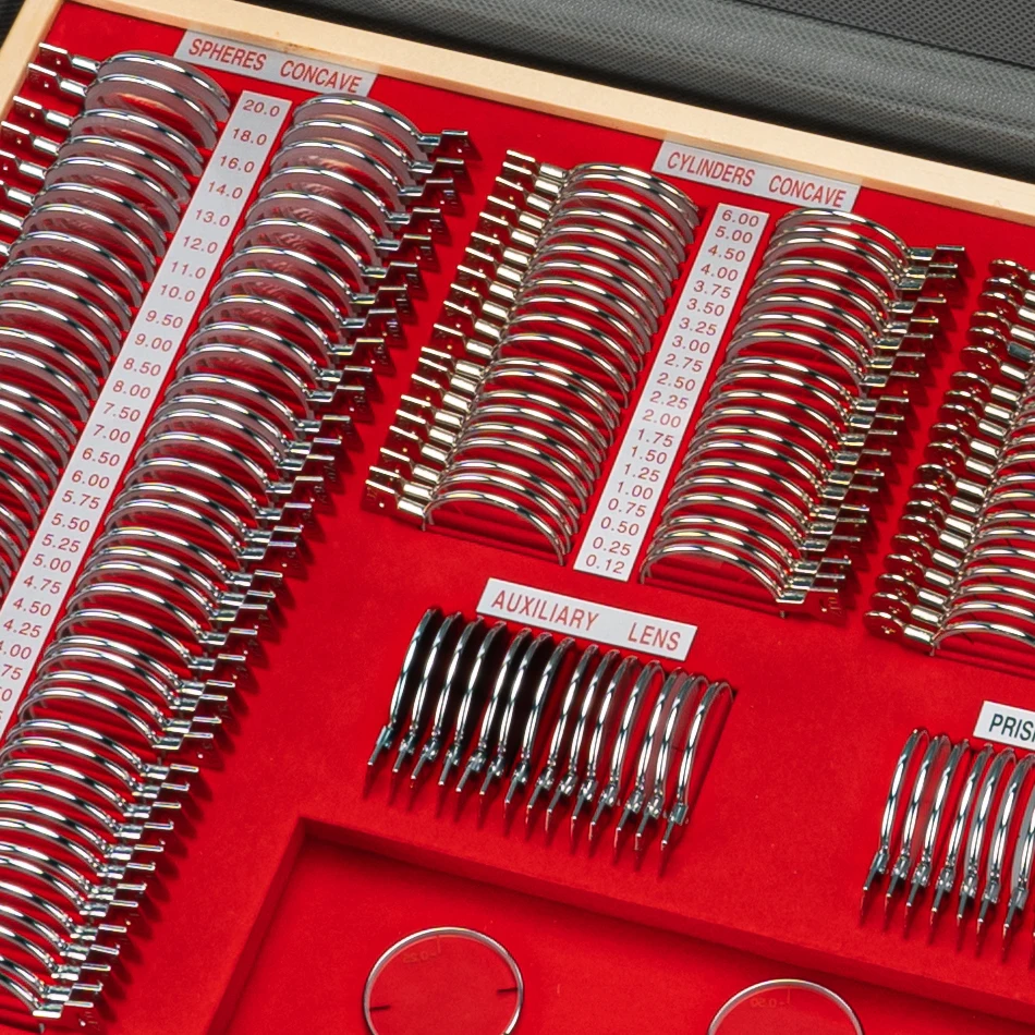 JS-266 a Grade Lens Case High Quality Optometry Equipment Optical Metal Rim Prism Trial Lens Set