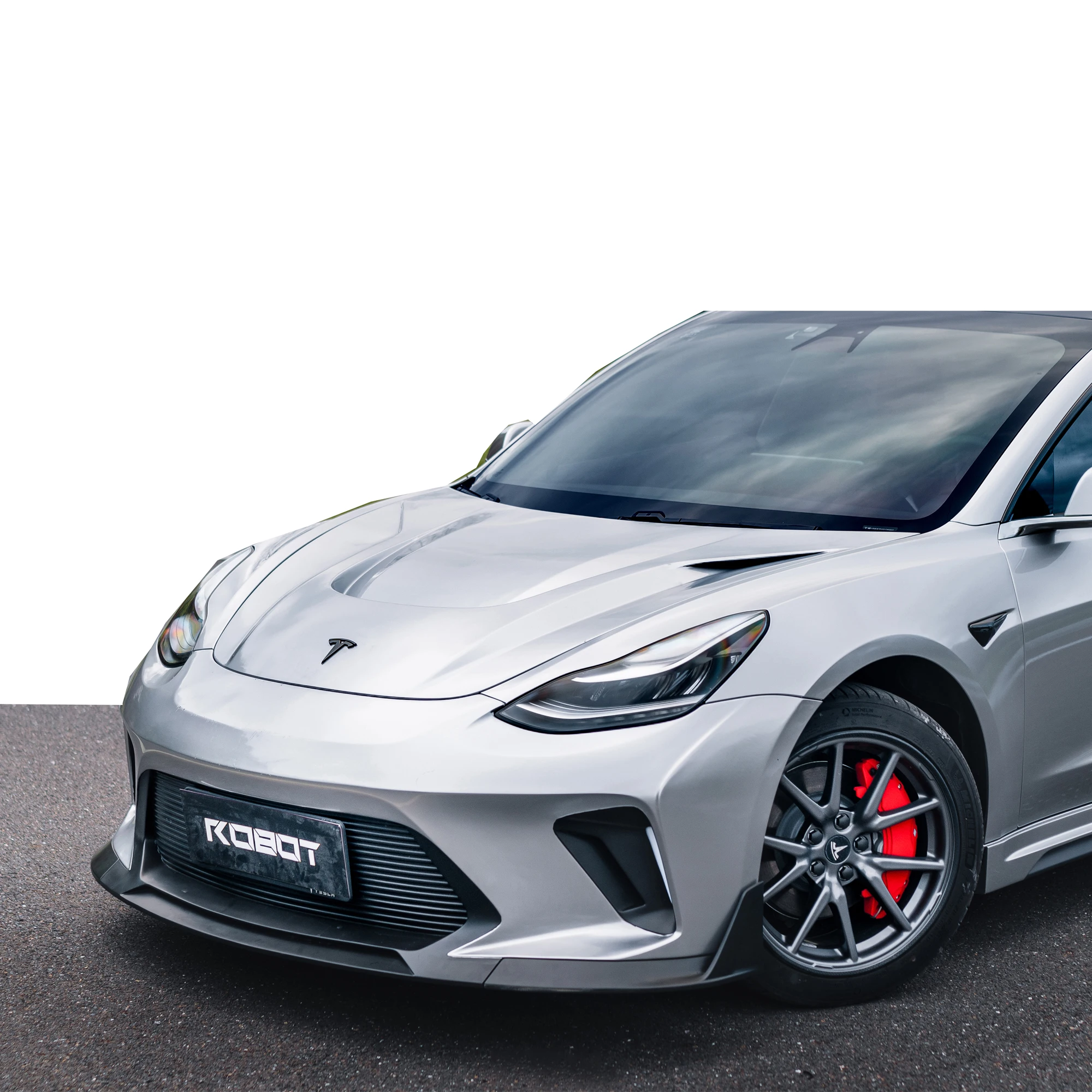 Robot Design Bodykit for Tesla Model 3 Hacker Style Front Bumper Rear Bumper Side Skirts and Hood for Tesla Model 3 Body Kit