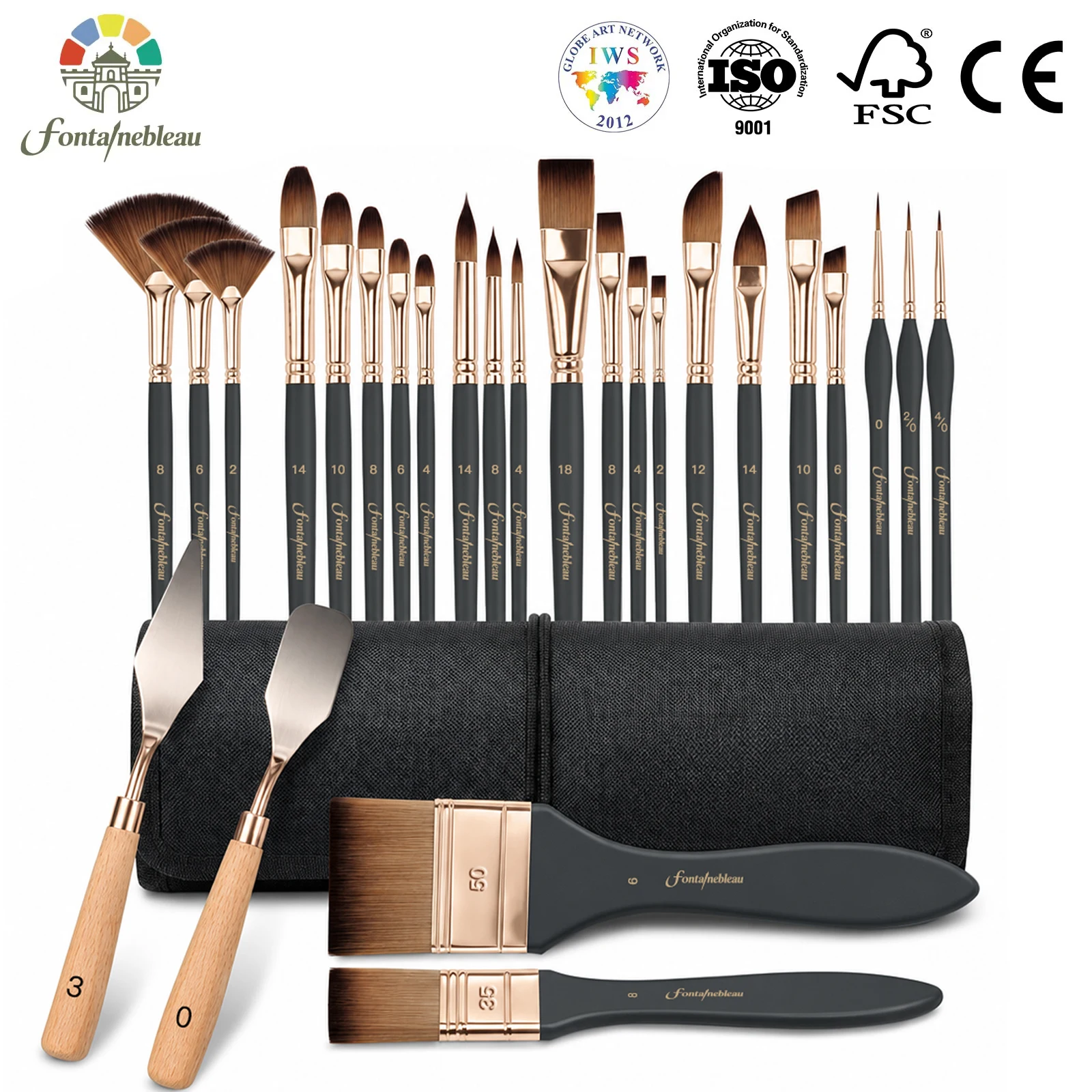 26Pcs Artist Paint Brush Premium Anti-shed Synthetic Nylon Wooden Handle Acrylic Paint Brush for Art Painting