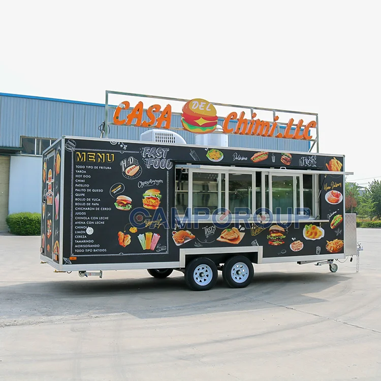CAMPTRL Mobile Fast Food Van Coffee Ice Cream Carts Fitted Food Truck Snack Bar Container Mobile Food Trailer Fully Equipped