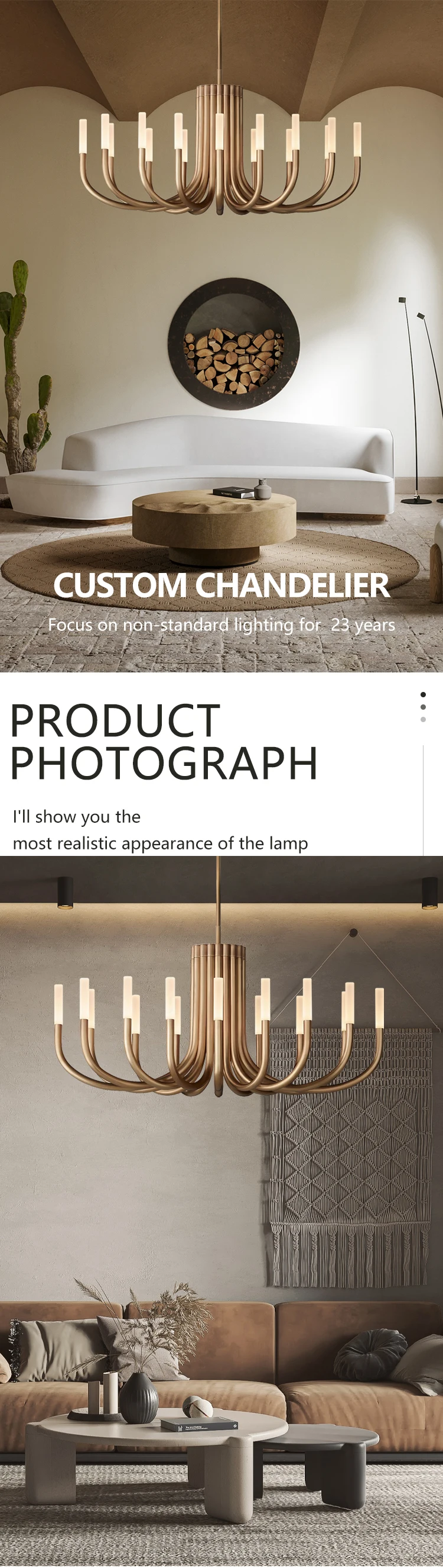 Luxury Modern Round Chandelier New Product Living Room Vintage Kitchen Small Customized LED Custom Ceiling Lamp Long 1800 100