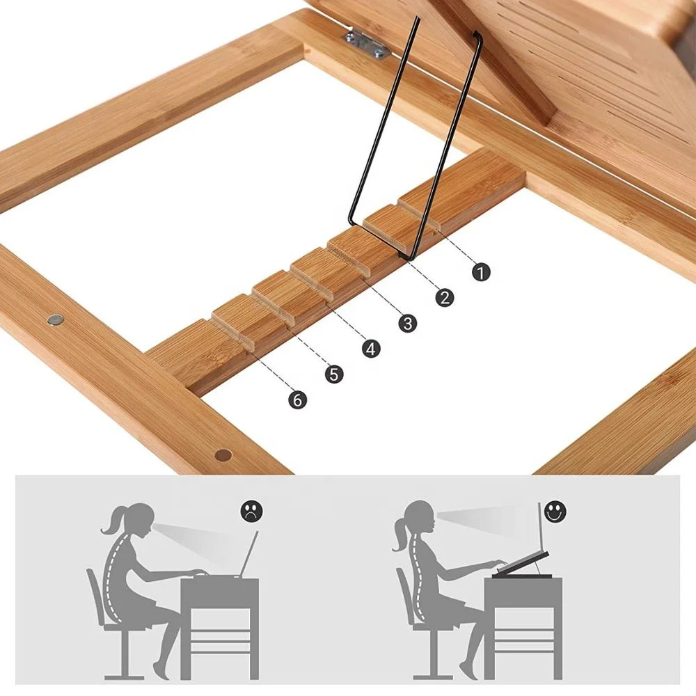 Складной регулируемый по высоте бамбуковый Складной Портативный Регулируемый Настольный держатель для ноутбука Подставка для подставки