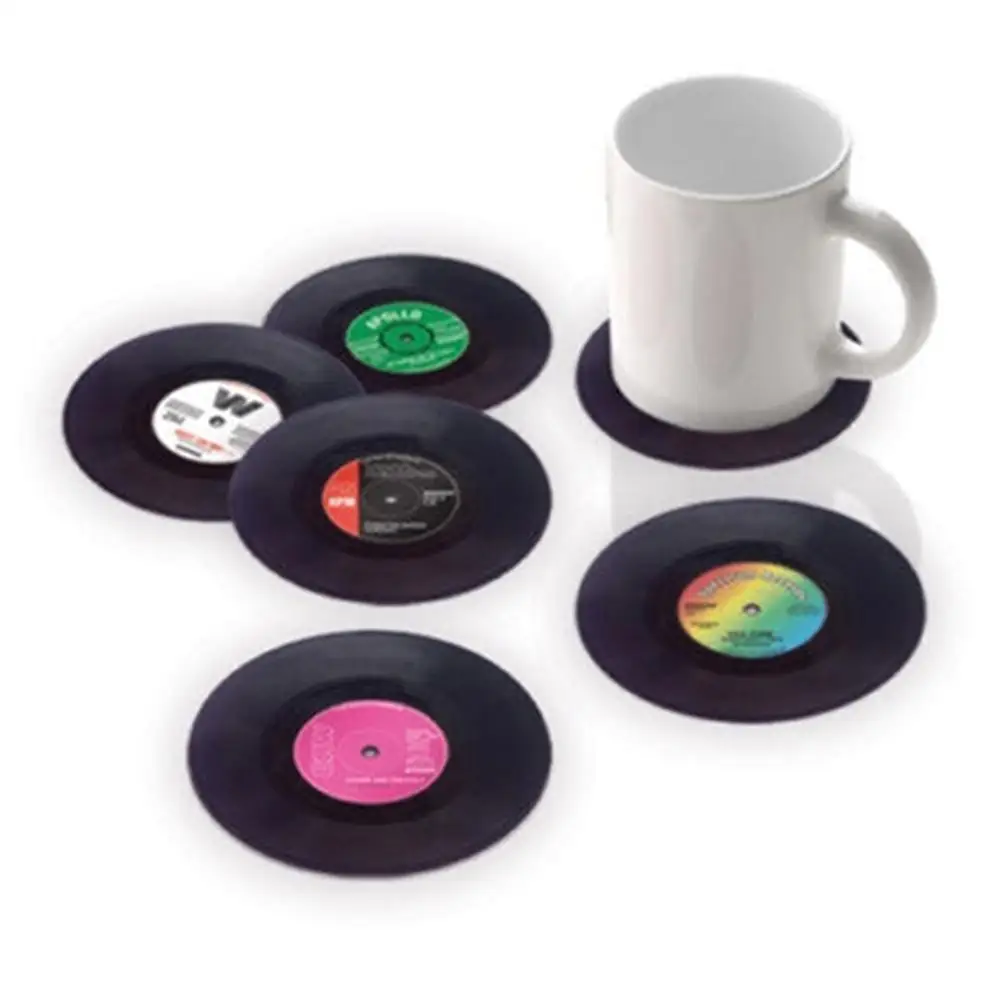 CD Design Cup Pad 6Pcs ABS Anti Slip Coasters Desktop Placemat Mug Cushion AM3 