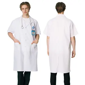 Wholesale Custom Medical Laboratory Lab Coat Men Women Unisex Short Sleeve White Lab Coats with Pockets