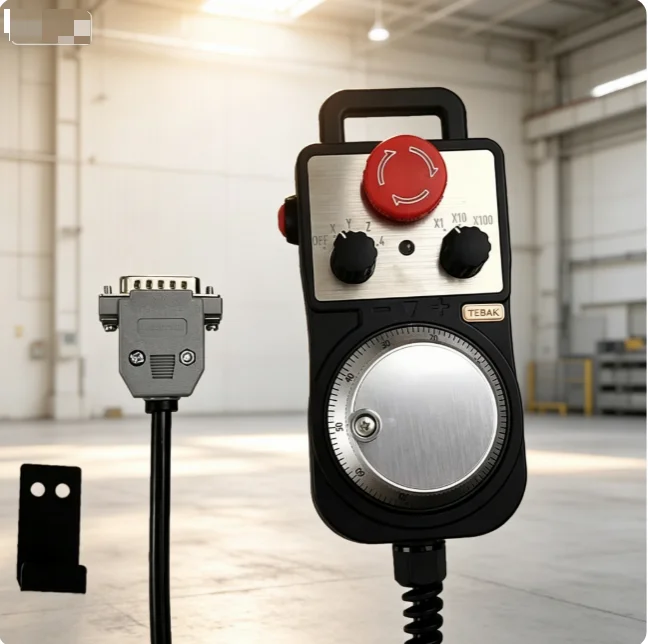 CNC Electronic Handwheel MPG Pendant TEBAK 5V 100PPR Manual Pulse Generator With EmergencyStop for Milling Router Lathe Machine